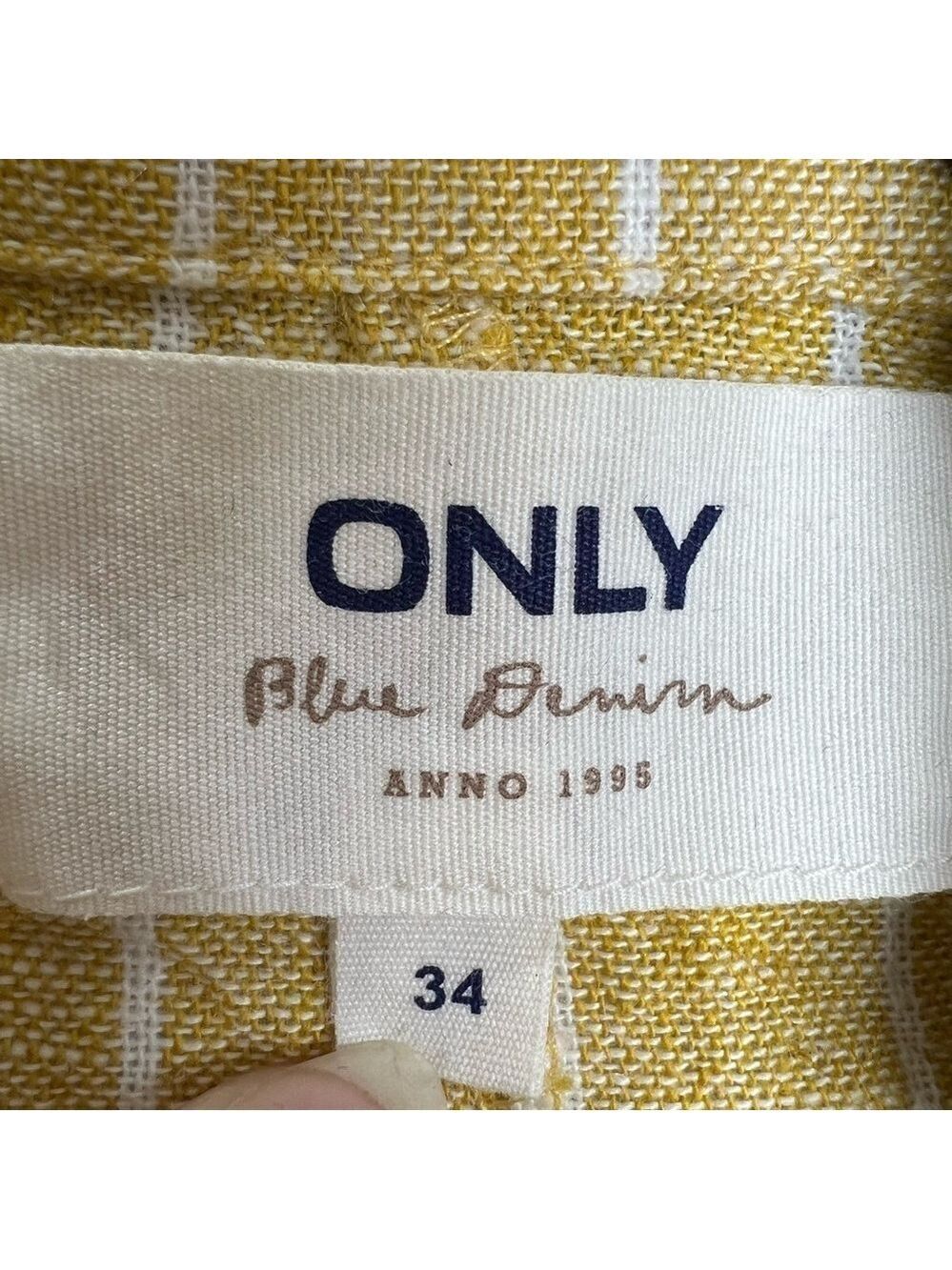 ONLY linen blend yellow white pin stripe open front jacket blazer EU 34 - Picture 10 of 12